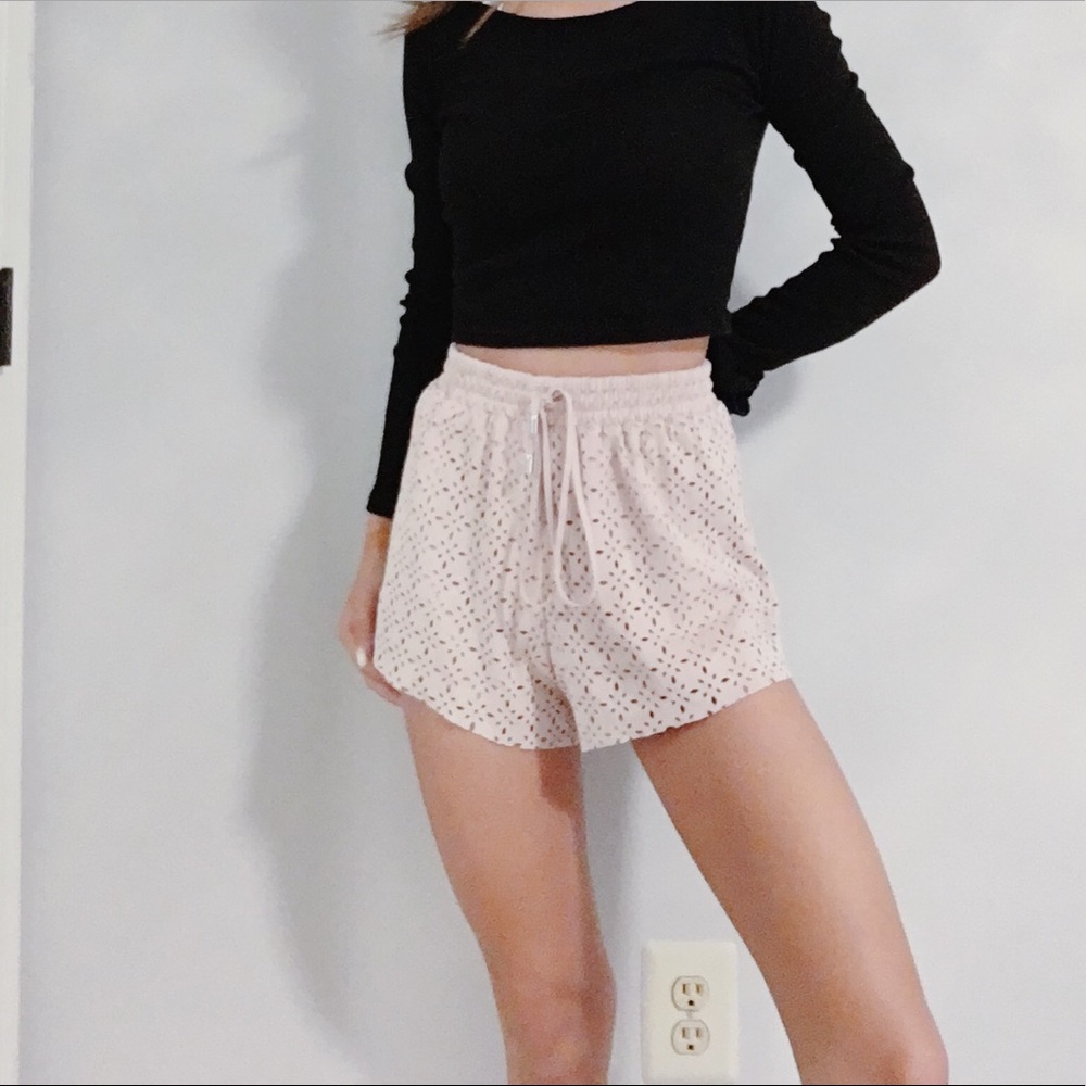 flower cut out shorts
